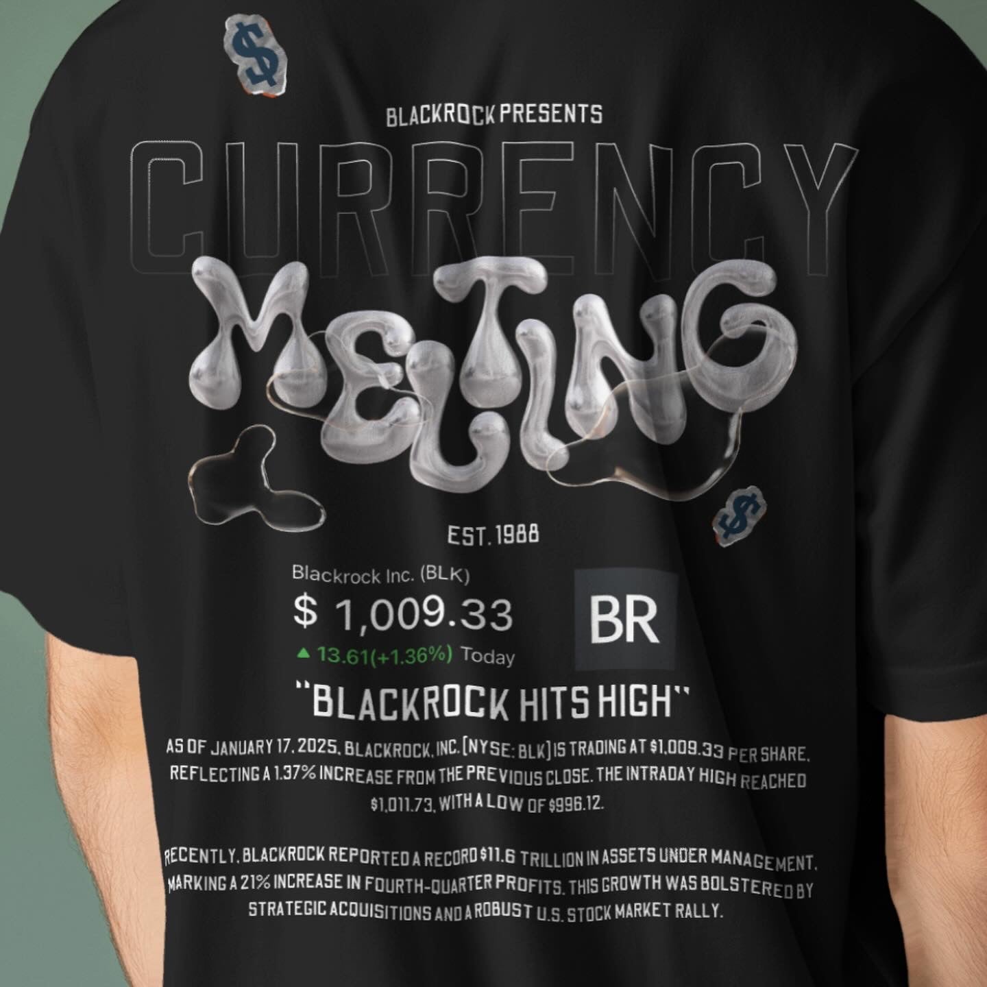 CryptoCutieX Currency Melting Oversized t-shirts